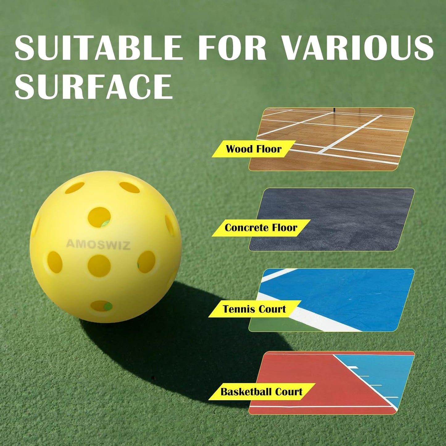 (x6) Yellow Pickleball set balls