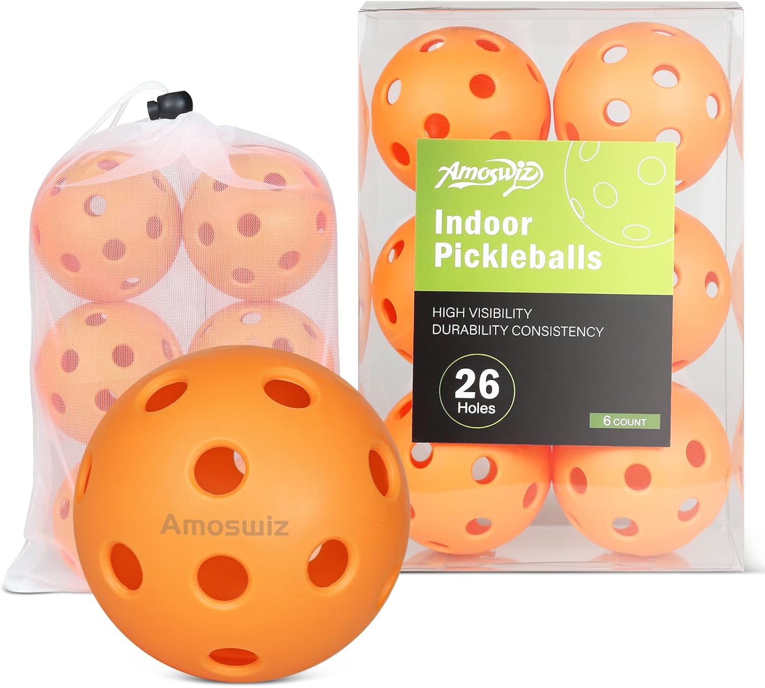 (x6) Orange Pickleball set balls