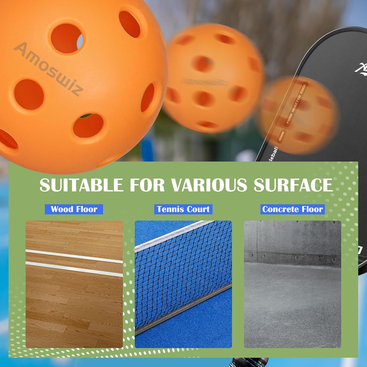 (x6) Orange Pickleball set balls