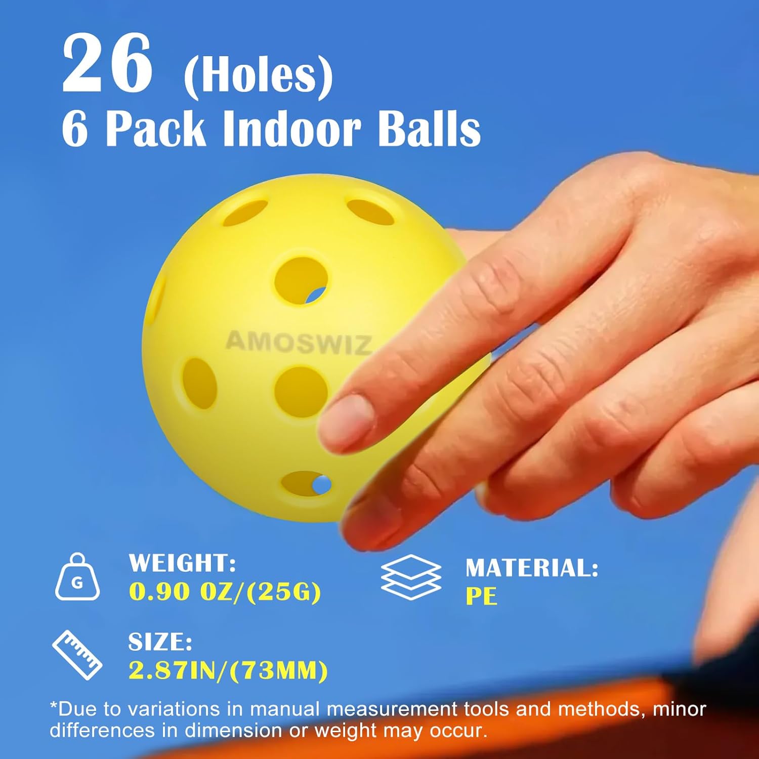 (x6) Yellow Pickleball set balls